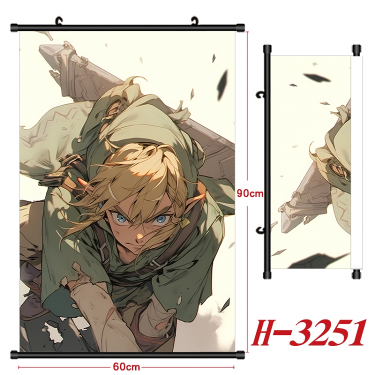 The Legend of Zelda Anime Black Plastic Rod Canvas Painting Wall Scroll 60X90CM H-3251