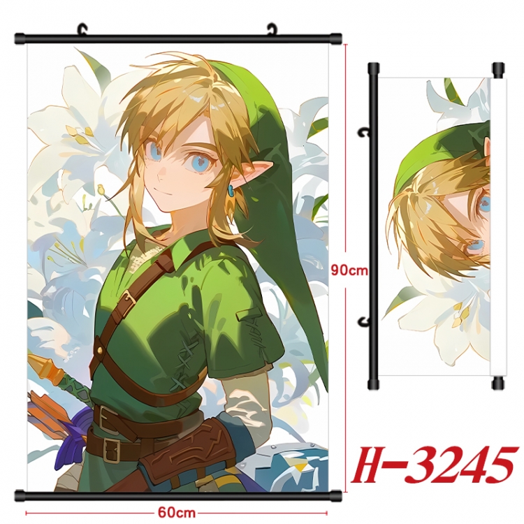 The Legend of Zelda Anime Black Plastic Rod Canvas Painting Wall Scroll 60X90CM H-3245