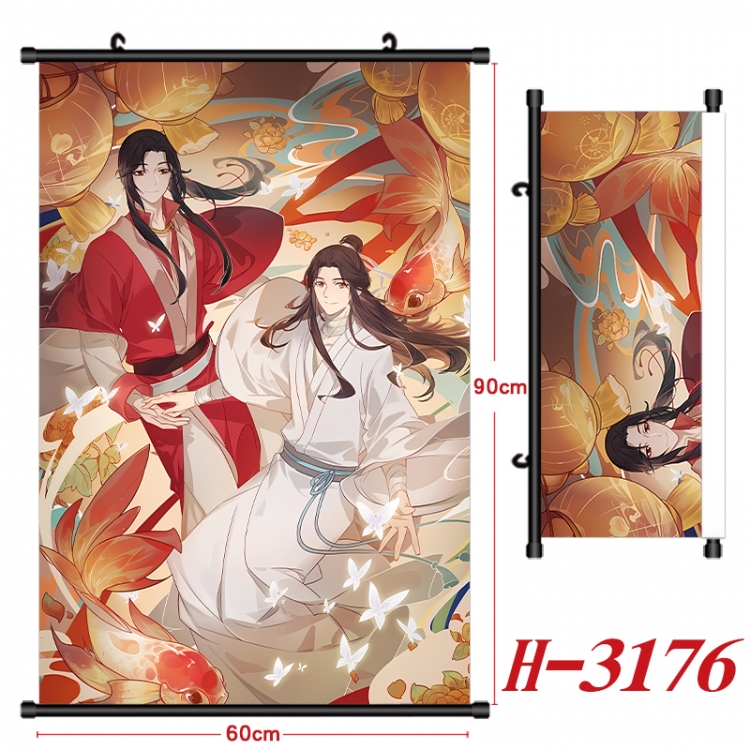 Heaven Official's Blessing Anime Black Plastic Rod Canvas Painting Wall Scroll 60X90CM H-3176