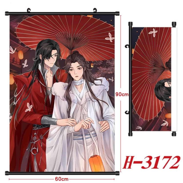 Heaven Official's Blessing Anime Black Plastic Rod Canvas Painting Wall Scroll 60X90CM H-3172