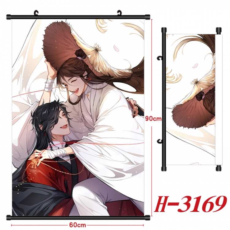 Heaven Official's Blessing Anime Black Plastic Rod Canvas Painting Wall Scroll 60X90CM H-3169