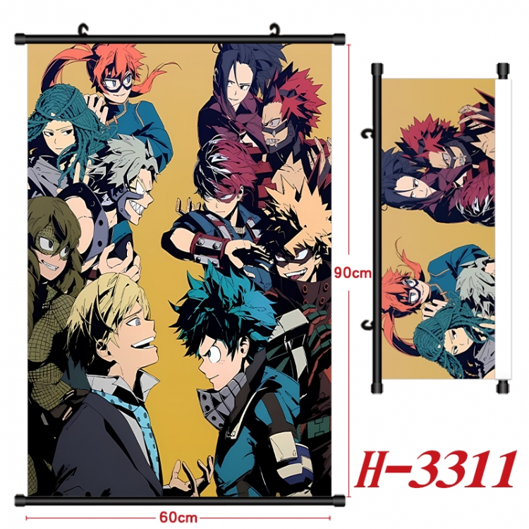 My Hero Academia Anime Black Plastic Rod Canvas Painting Wall Scroll 60X90CM H-3311