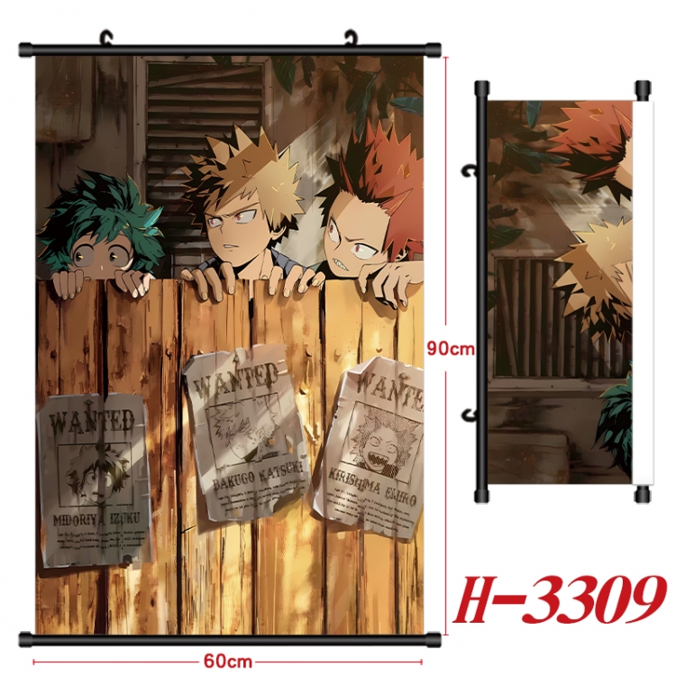 My Hero Academia Anime Black Plastic Rod Canvas Painting Wall Scroll 60X90CMH-3309