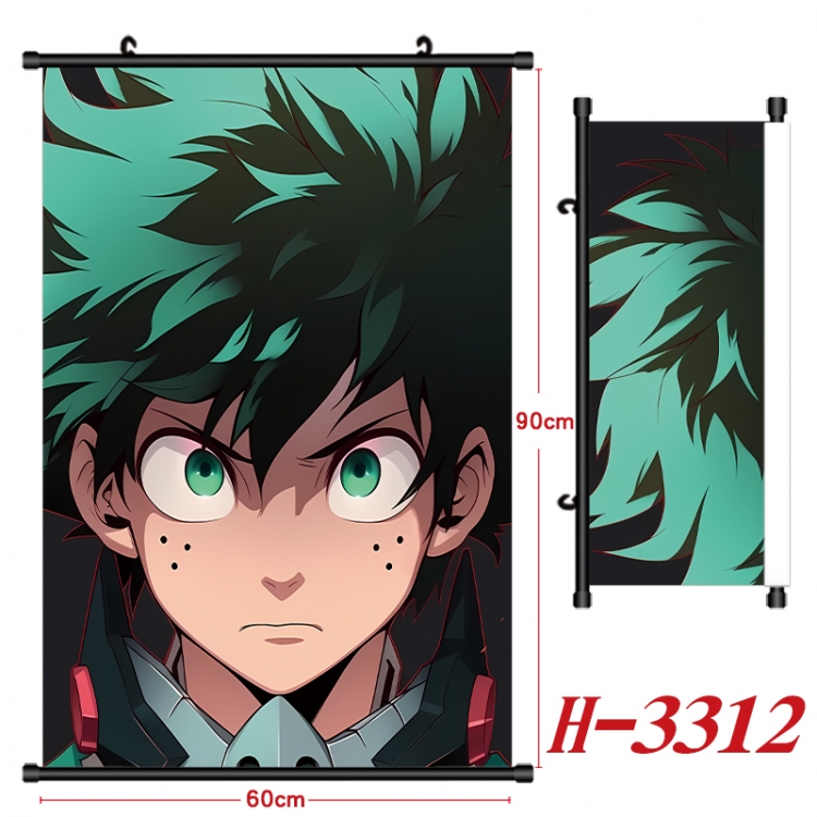 My Hero Academia Anime Black Plastic Rod Canvas Painting Wall Scroll 60X90CM H-3312