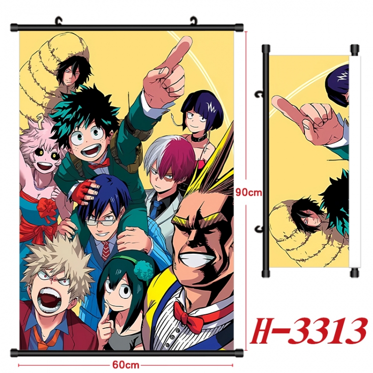 My Hero Academia Anime Black Plastic Rod Canvas Painting Wall Scroll 60X90CM H-3313