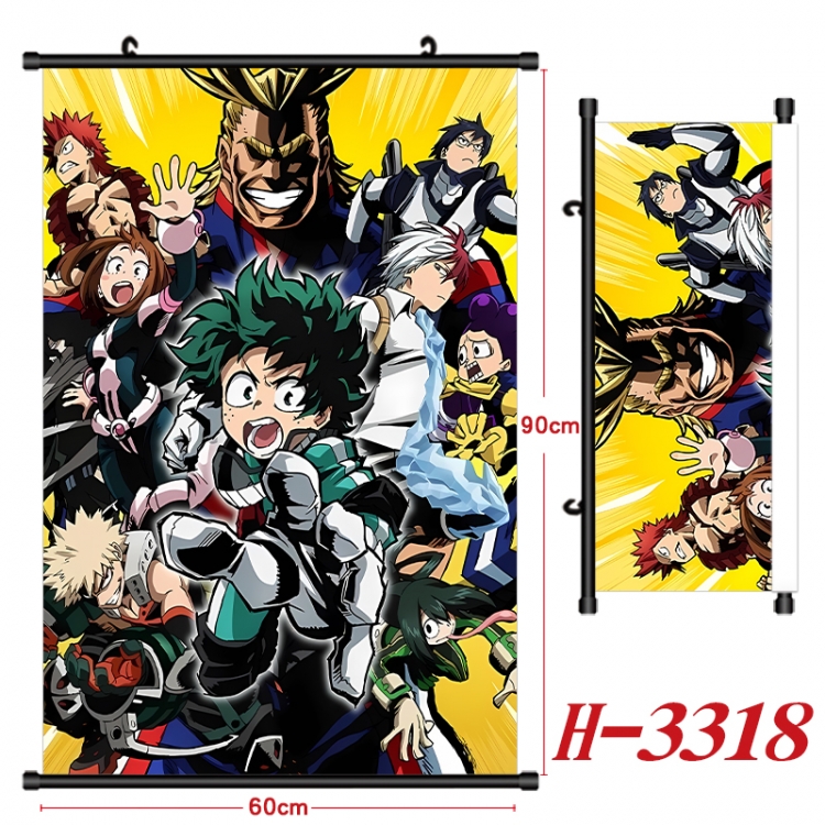 My Hero Academia Anime Black Plastic Rod Canvas Painting Wall Scroll 60X90CM H-3318