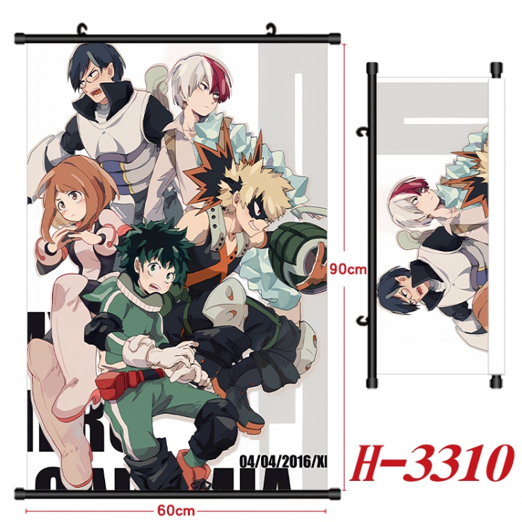 My Hero Academia Anime Black Plastic Rod Canvas Painting Wall Scroll 60X90CM H-3310