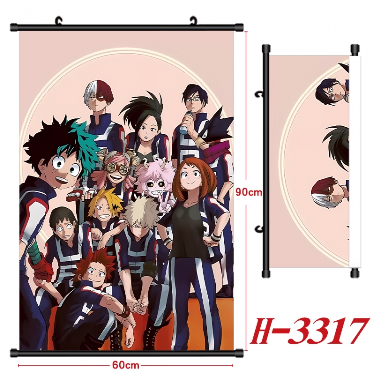 My Hero Academia Anime Black Plastic Rod Canvas Painting Wall Scroll 60X90CM H-3317