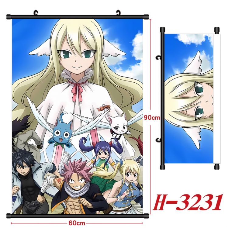 Fairy tail Anime Black Plastic Rod Canvas Painting Wall Scroll 60X90CM H-3231