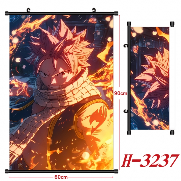 Fairy tail Anime Black Plastic Rod Canvas Painting Wall Scroll 60X90CM H-3237