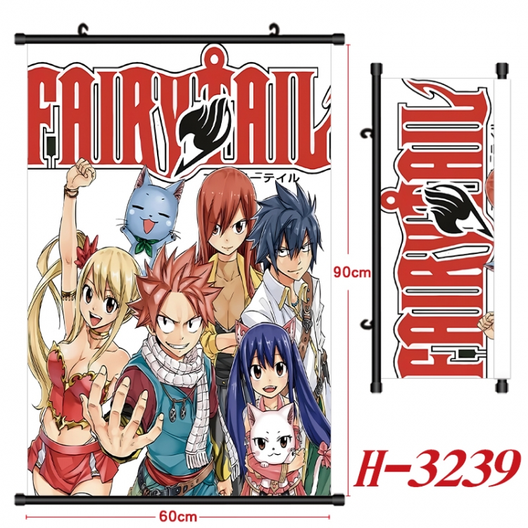 Fairy tail Anime Black Plastic Rod Canvas Painting Wall Scroll 60X90CM H-3239