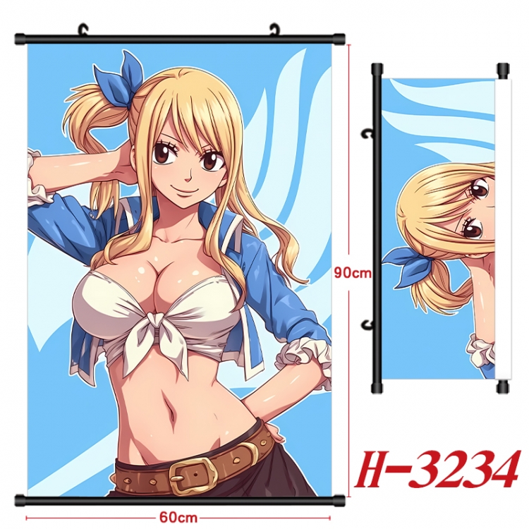 Fairy tail Anime Black Plastic Rod Canvas Painting Wall Scroll 60X90CM H-3234