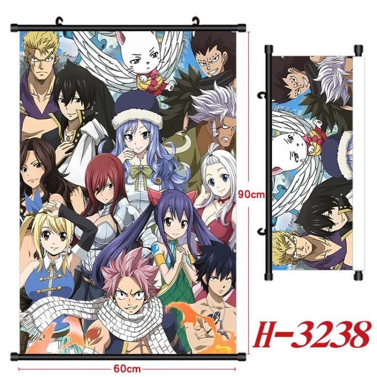 Fairy tail Anime Black Plastic Rod Canvas Painting Wall Scroll 60X90CM H-3238