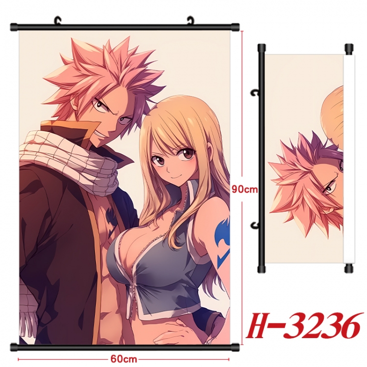 Fairy tail Anime Black Plastic Rod Canvas Painting Wall Scroll 60X90CM H-3236