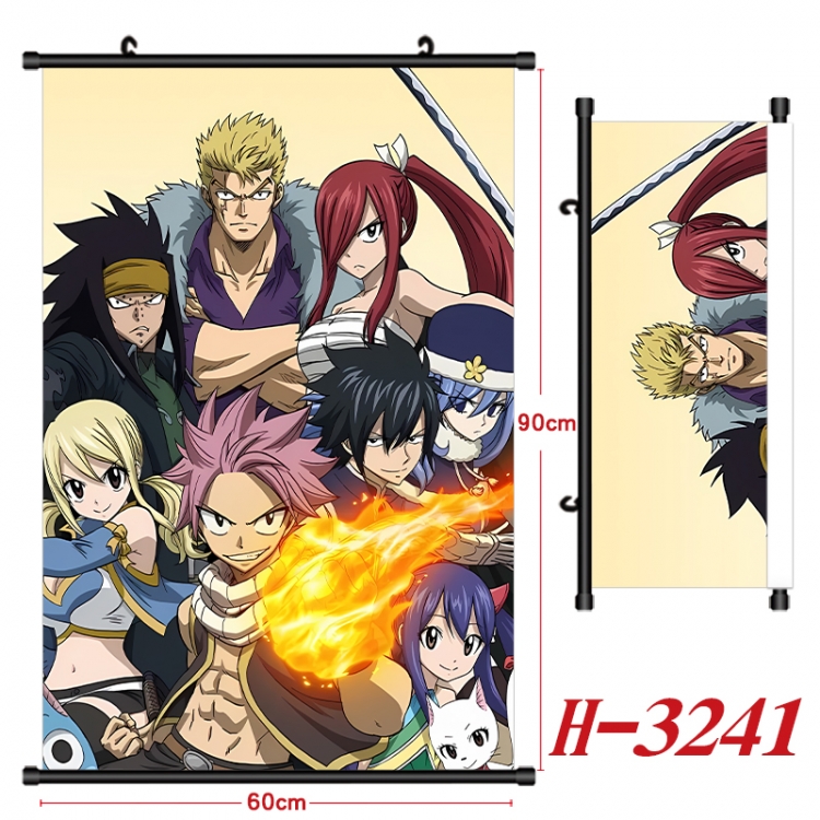 Fairy tail Anime Black Plastic Rod Canvas Painting Wall Scroll 60X90CM H-3241