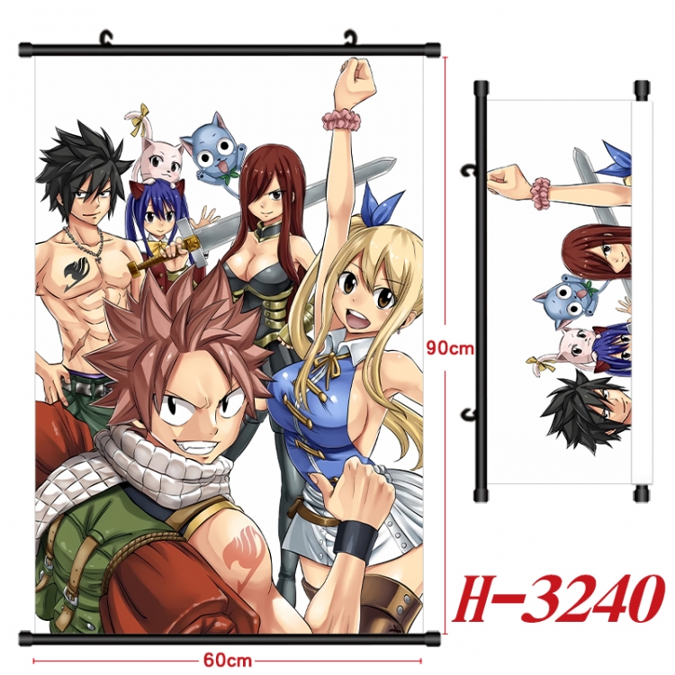 Fairy tail Anime Black Plastic Rod Canvas Painting Wall Scroll 60X90CM H-3240