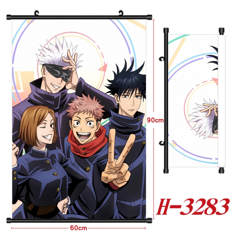 Jujutsu Kaisen Anime Black Plastic Rod Canvas Painting Wall Scroll 60X90CM H-3283