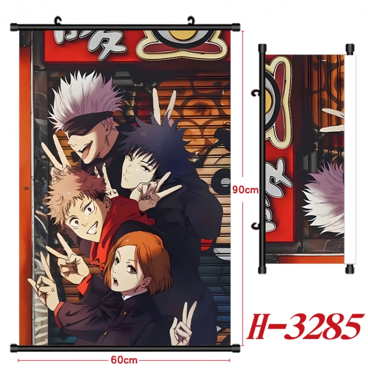 Jujutsu Kaisen Anime Black Plastic Rod Canvas Painting Wall Scroll 60X90CM H-3285