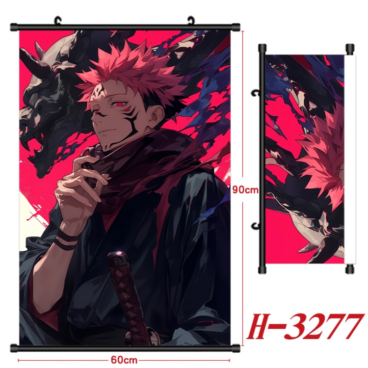 Jujutsu Kaisen Anime Black Plastic Rod Canvas Painting Wall Scroll 60X90CM H-3277