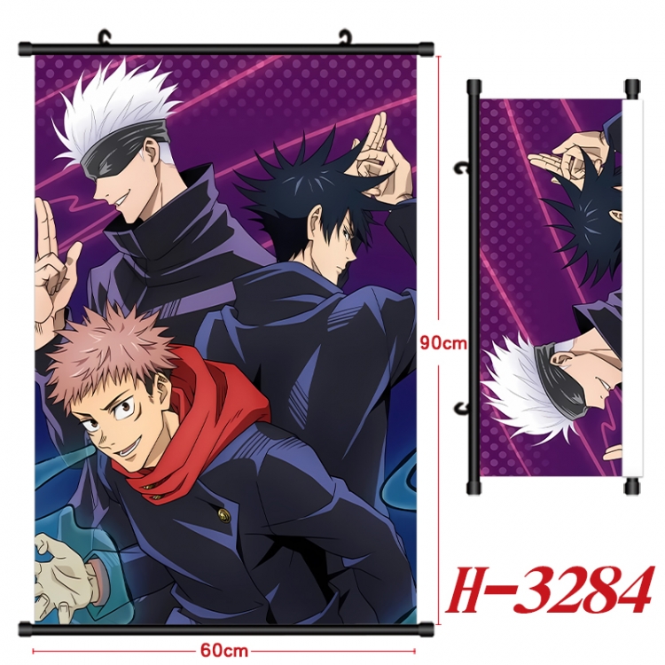 Jujutsu Kaisen Anime Black Plastic Rod Canvas Painting Wall Scroll 60X90CM H-3284