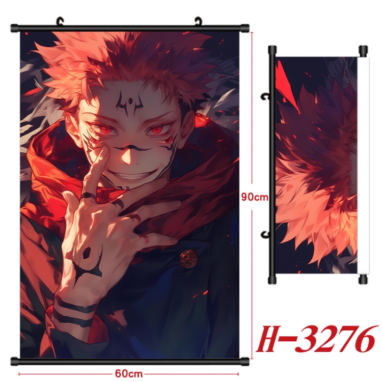 Jujutsu Kaisen Anime Black Plastic Rod Canvas Painting Wall Scroll 60X90CM H-3276