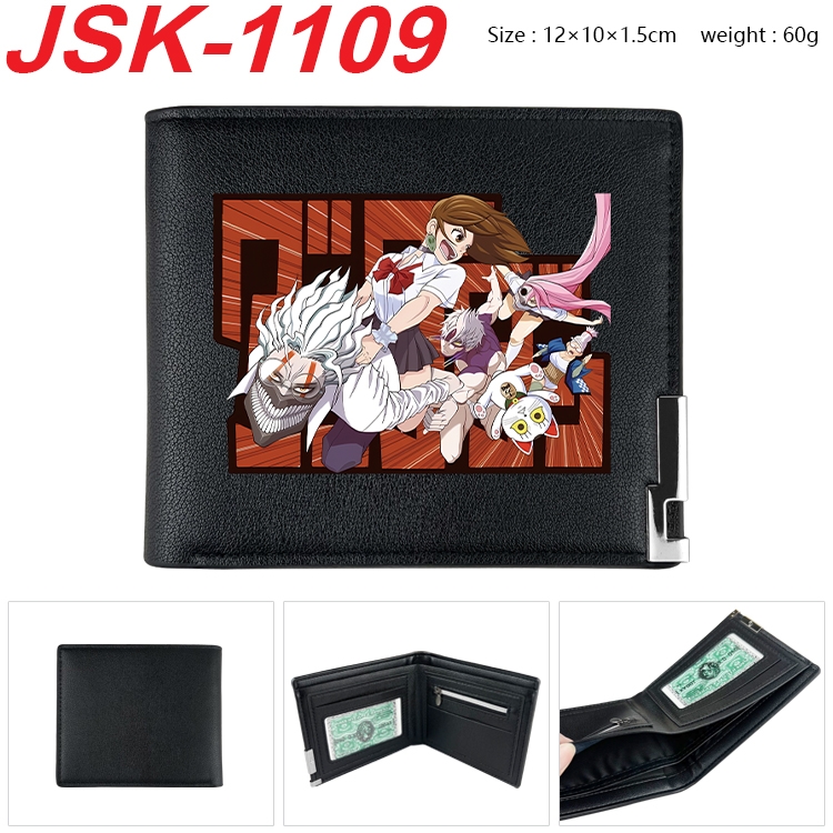 DANDADAN Animation magnetic buckle black leather wallet 12X10X1.5CM  JSK-1109