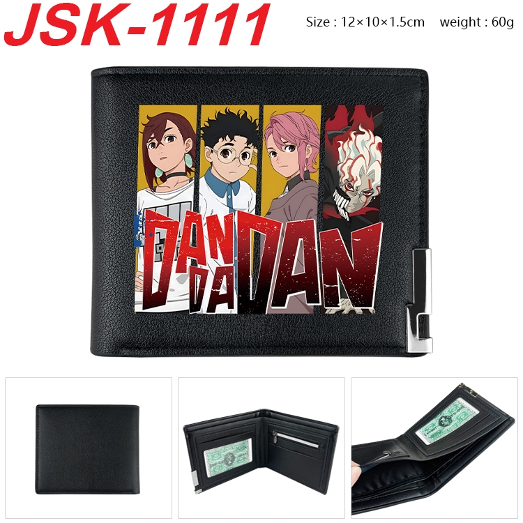 DANDADAN Animation magnetic buckle black leather wallet 12X10X1.5CM JSK-1111