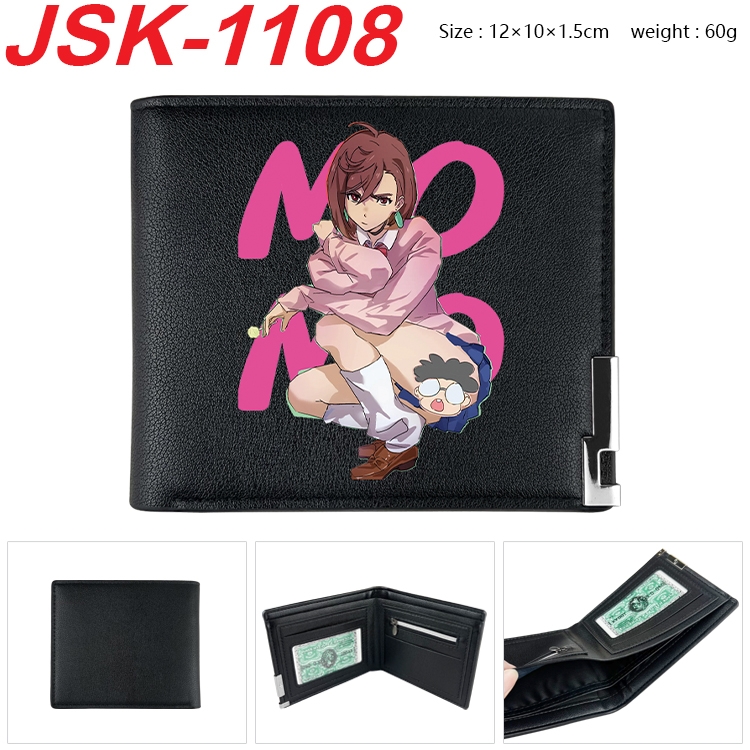 DANDADAN Animation magnetic buckle black leather wallet 12X10X1.5CM  JSK-1108