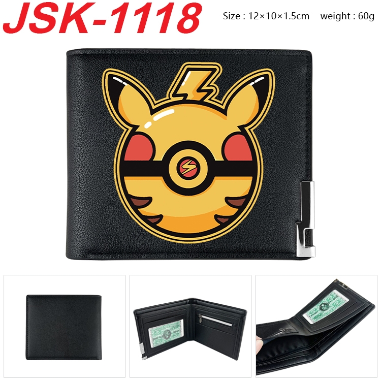 Pokemon Animation magnetic buckle black leather wallet 12X10X1.5CM   JSK-1118