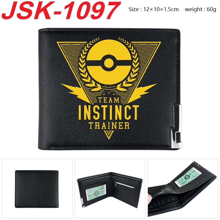 Pokemon Animation magnetic buckle black leather wallet 12X10X1.5CM  JSK-1097