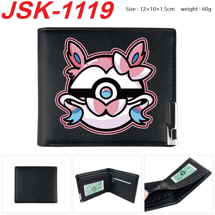 Pokemon Animation magnetic buckle black leather wallet 12X10X1.5CM  JSK-1119