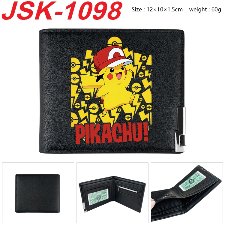 Pokemon Animation magnetic buckle black leather wallet 12X10X1.5CM   JSK-1098