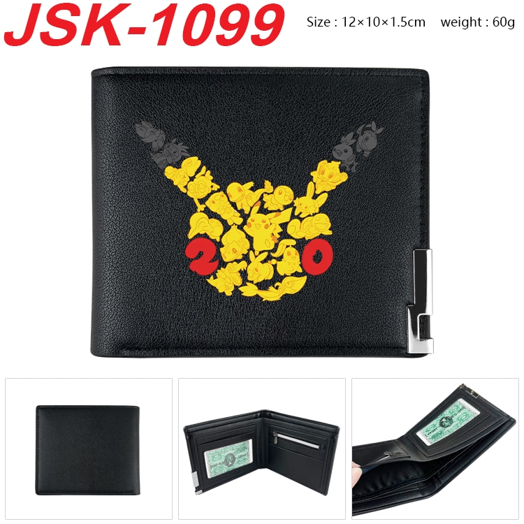 Pokemon Animation magnetic buckle black leather wallet 12X10X1.5CM  JSK-1099