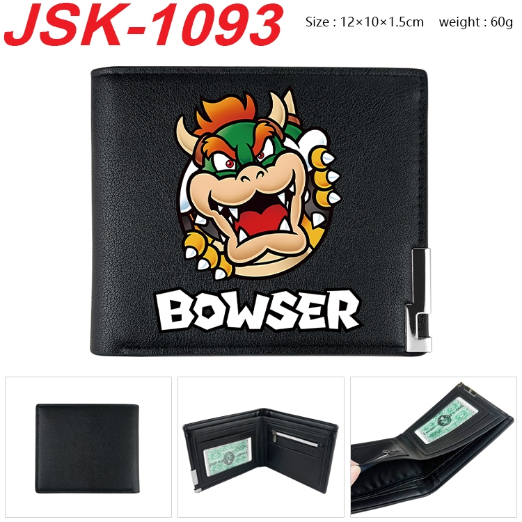 Super Mario Animation magnetic buckle black leather wallet 12X10X1.5CM  JSK-1093