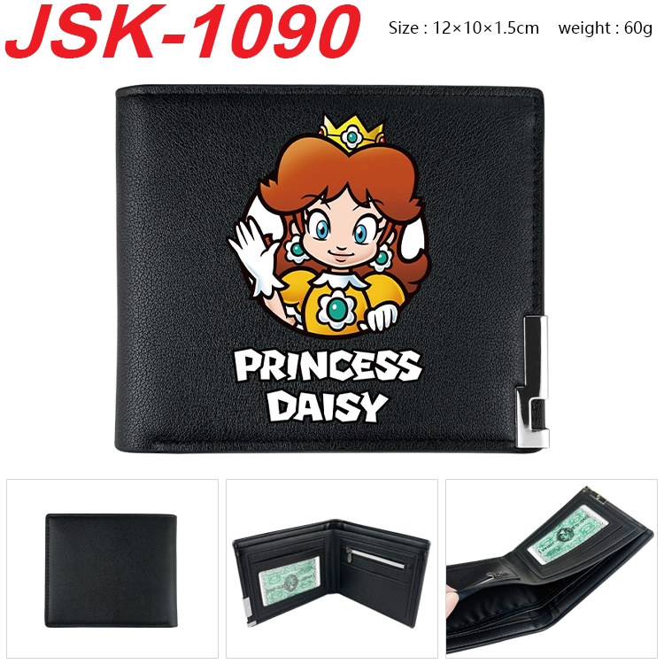 Super Mario Animation magnetic buckle black leather wallet 12X10X1.5CM  JSK-1090