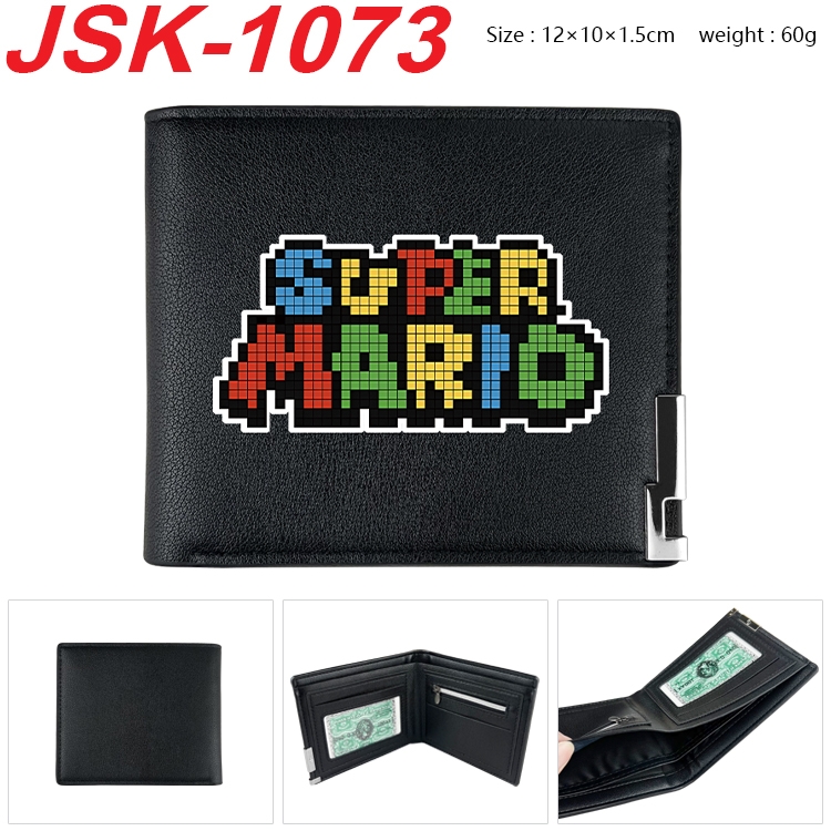 Super Mario Animation magnetic buckle black leather wallet 12X10X1.5CM  JSK-1073