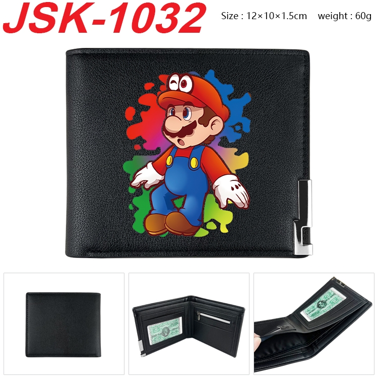 Super Mario Animation magnetic buckle black leather wallet 12X10X1.5CM  JSK-1032