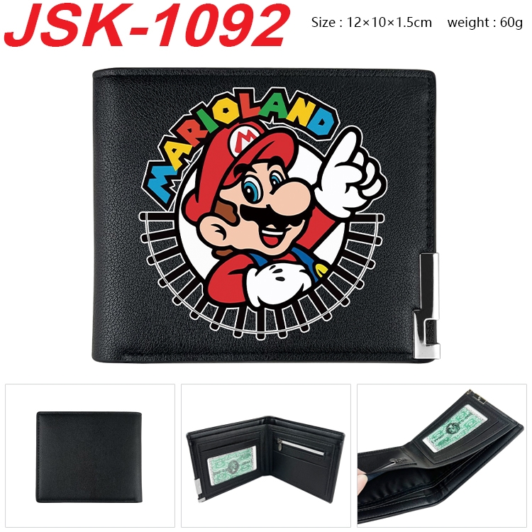 Super Mario Animation magnetic buckle black leather wallet 12X10X1.5CM JSK-1092