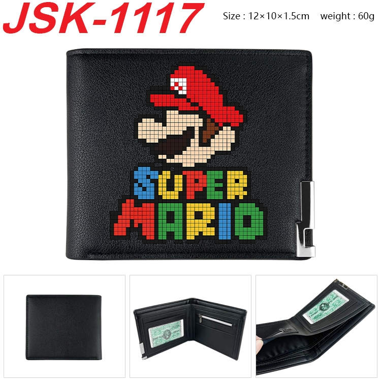 Super Mario Animation magnetic buckle black leather wallet 12X10X1.5CM  JSK-1117