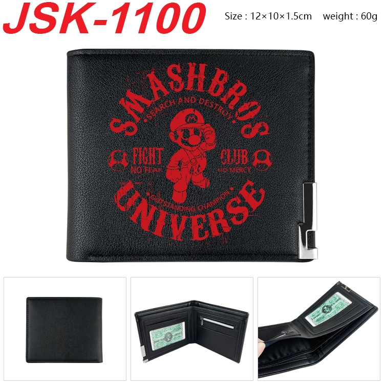 Super Mario Animation magnetic buckle black leather wallet 12X10X1.5CM JSK-1100