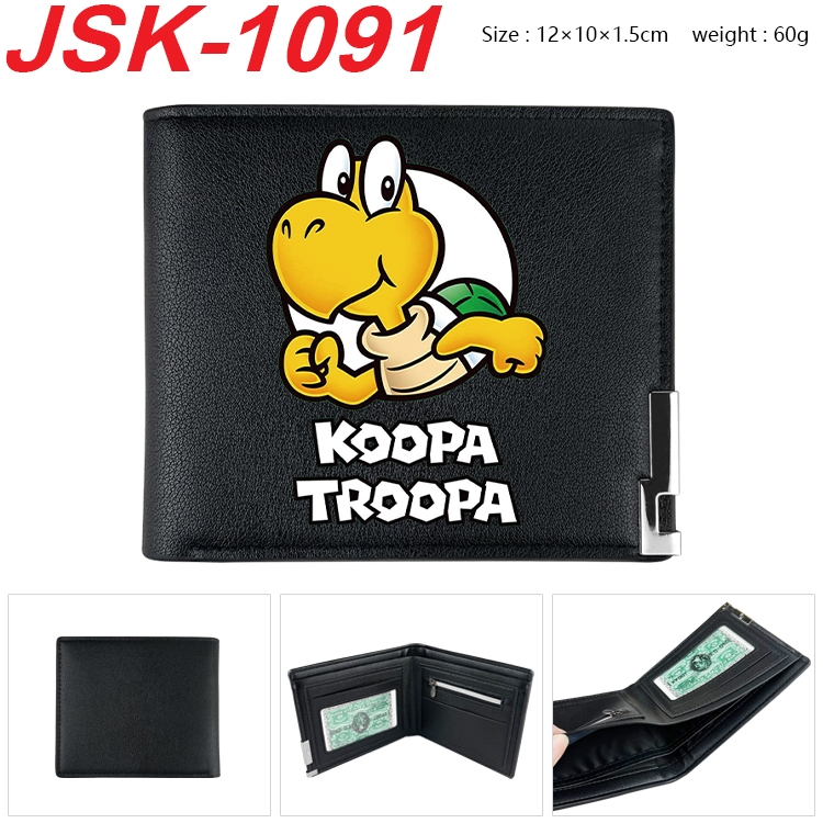 Super Mario Animation magnetic buckle black leather wallet 12X10X1.5CM   JSK-1091