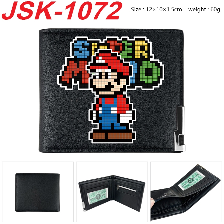 Super Mario Animation magnetic buckle black leather wallet 12X10X1.5CM   JSK-1072