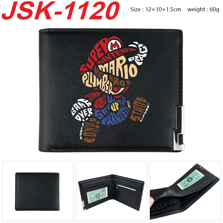 Super Mario Animation magnetic buckle black leather wallet 12X10X1.5CM  JSK-1120