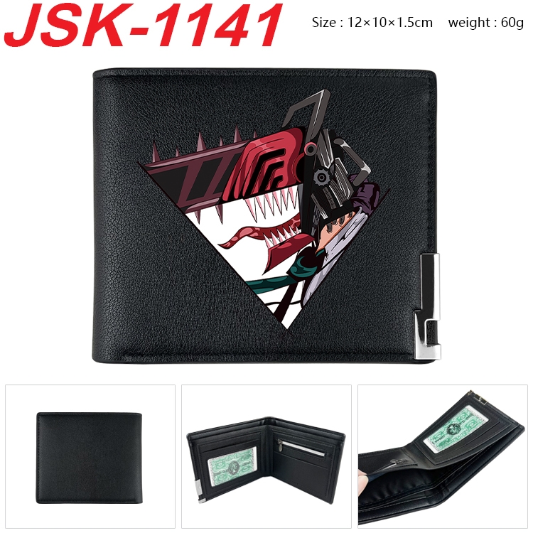 Chainsaw man Animation magnetic buckle black leather wallet 12X10X1.5CM   JSK-1141