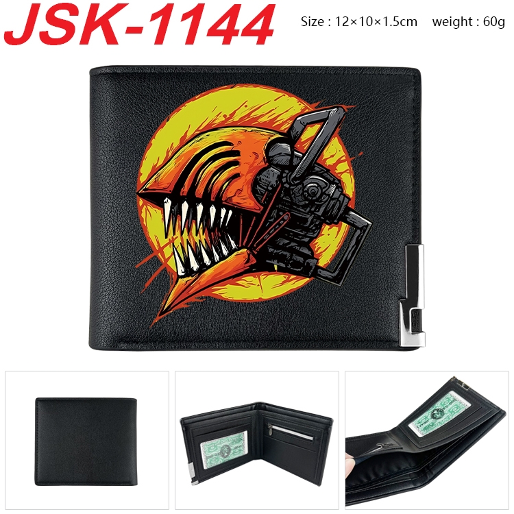 Chainsaw man Animation magnetic buckle black leather wallet 12X10X1.5CM JSK-1144