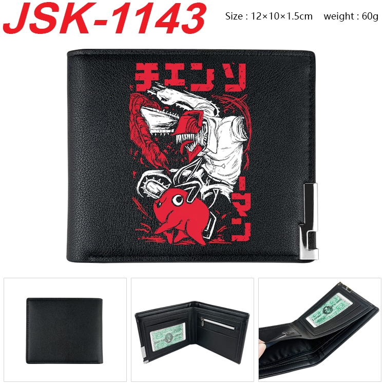 Chainsaw man Animation magnetic buckle black leather wallet 12X10X1.5CM JSK-1143