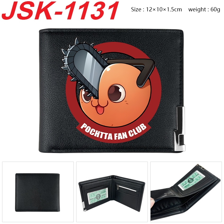 Chainsaw man Animation magnetic buckle black leather wallet 12X10X1.5CM JSK-1131