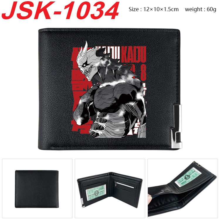 KAIJU NUMBER EIGHT Animation magnetic buckle black leather wallet 12X10X1.5CM