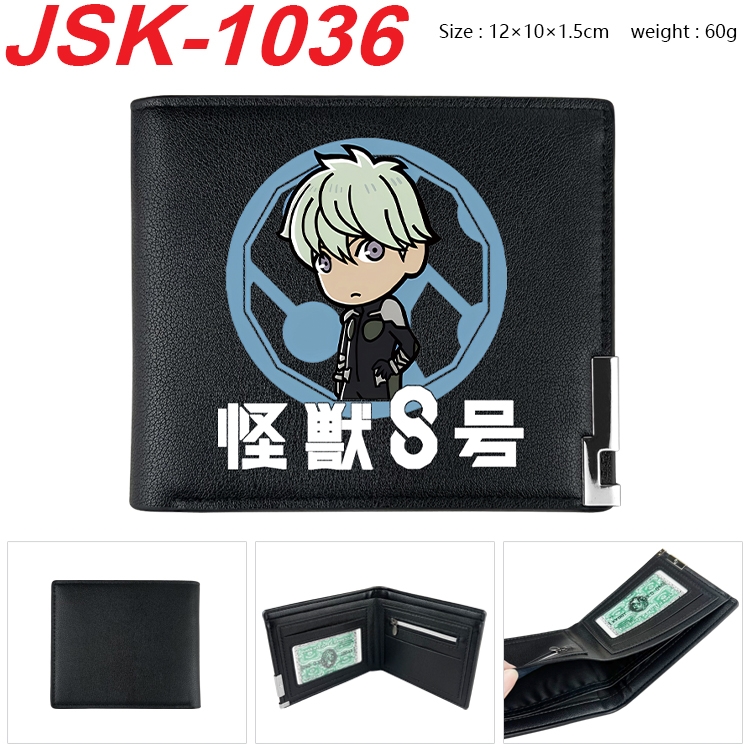 KAIJU NUMBER EIGHT Animation magnetic buckle black leather wallet 12X10X1.5CM  JSK-1036