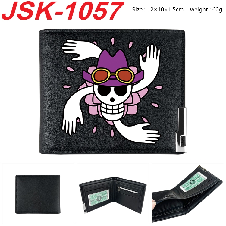 One Piece Animation magnetic buckle black leather wallet 12X10X1.5CM  JSK-1057